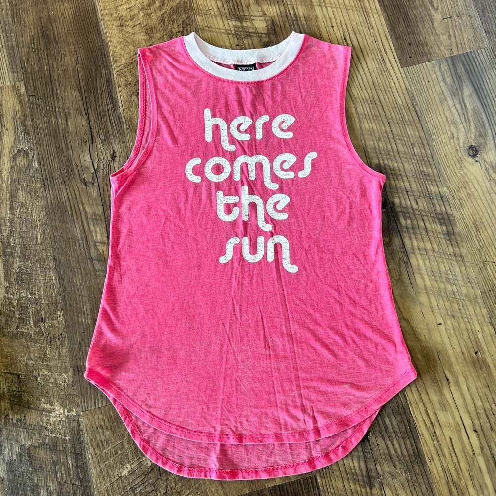 Pink Muscle Tee with White Text